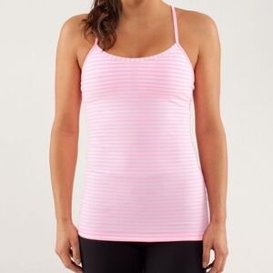 Lululemon Power Y Tank Pink and White Striped Women’s Size 6